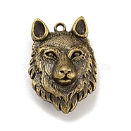 Tibetan Style Alloy Pendants, Wolf, Cadmium Free & Lead Free, Antique Bronze, 40.5x28x16.5mm, Hole: 2.5mm(FIND-C052-12AB)