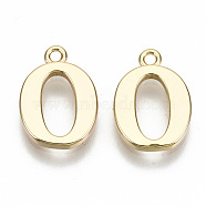 Brass Charms, Nickel Free, Letter, Real 18K Gold Plated, Letter.O, O: 13x9x1mm, Hole: 1.2mm(KK-N231-179O-NF)