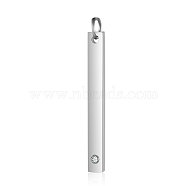 201 Stainless Steel Bar Tag Pendants, with Rhinestone, Rectangle, Crystal, Stainless Steel Color, 32x3x1.5mm, Hole: 3mm(STAS-S105-T608D-1-3)