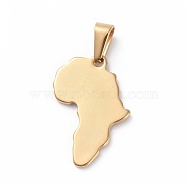 304 Stainless Steel Pendants, Map Shape, Golden, 25x18x1.5mm, Hole: 8x3mm(STAS-I127-025G)