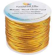 Round Elastic Cord, with Polyester Outside and Rubber Inside, Goldenrod, 2mm, 50m/roll(EC-PH0001-12)