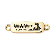 Beach Theme Rack Plating Brass Rectangle Connector Charms, Word MIAMI Links, Long-Lasting Plated, Cadmium Free & Lead Free, Real 18K Gold Plated, 5.5x21x2mm, Hole: 1.5mm(KK-P261-08A-G05)