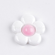 Resin Cabochons, Flower, White, 20x20~21x5~6mm(X-CRES-Q197-37I)