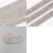 PandaHall Elite 3Yards 3 Style Brass Rhinestone Strass Chains, Rhinestone Cup Chains, Silver Color Plated, Crystal, 6~11x2.5~3.5mm, 1yard/style(CHC-PH0001-19)