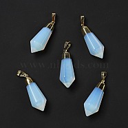 Opalite Pointed Pendants, with Golden Tone Brass Findings, Bullet, 35~36.5x13~13.5x12mm, Hole: 5x7mm(G-P474-02G-02)