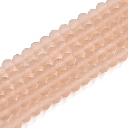 Transparent Glass Beads Strands, Faceted, Frosted, Rondelle, Camel, 3.5~3.8mm, Hole: 1mm, about 113~115pcs/strand, 32.5~33cm(EGLA-A044-T3mm-MD20)