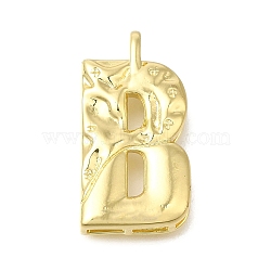 Rack Plating Brass Pendants, Glass Charms, Long-Lasting Plated, Cadmium Free & Lead Free, Real 18K Gold Plated, Letter B, 26.5x14x4.8mm, Hole: 2.5x2.8mm(KK-I721-02G-B)