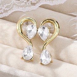 Alloy Rhinestones Stud Earrings, Swan, Golden, Crystal, 32x14.5mm(EJEW-M075-04G-01)