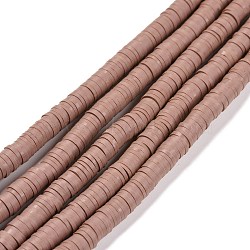 Handmade Polymer Clay Beads Strands, for DIY Jewelry Crafts Supplies, Heishi Beads, Disc/Flat Round, Rosy Brown, 6x0.5~1mm, Hole: 1.8mm, about 290~320pcs/strand, 15.75 inch~16.14 inch(40~41cm)(CLAY-R089-6mm-Q145)