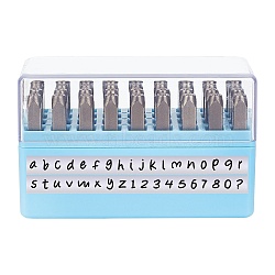 Chromium Stamps, Including Letter A~Z and Number, Blue, 62x7x7mm, 36pcs/box(AJEW-WH0126-60B)