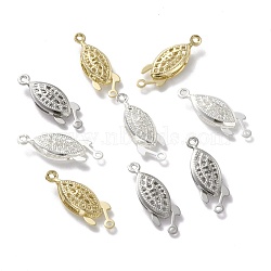 Brass Filigree Box Clasps, Long-Lasting Plated, Horse Eye, Mixed Color, 22x7x3.5mm, Hole: 1.2mm(KK-L205-07)