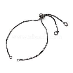 Brass Chain Bracelet Making, with Cubic Zirconia, Slider Bracelets Making, Cadmium Free & Nickel Free & Lead Free, Gunmetal, 4-3/8 inch~4-3/4 inch(110~120mm), 1mm, Hole: 1.5mm(KK-G279-01-NR)
