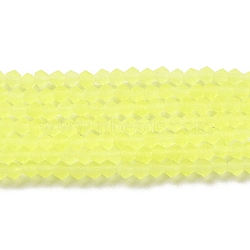 Imitate Austrian Crystal Frosted Glass Beads Strands, Grade AA, Faceted Bicone, Yellow, 3.5x3mm, Hole: 0.7mm, about 162~185pcs/strand, 13.15~14.61 inch(33.4~37.1cm)(GLAA-F029-TM3mm-B21)