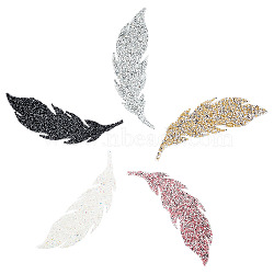 Glitter Hotfix Rhinestone, Hot Melt Adhesive on the Back, Costume Accessories, Leaf, Mixed Color, 190x65x2.5mm, 5 colors, 2pcs/color, 10pcs/set(DIY-PH0003-05)