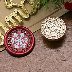 Christmas Series Wax Seal Brass Stamp Head, for Wax Seal Stamp, Golden, Snowflake, 25x14mm, Inner Diameter: 7.5mm(AJEW-M037-01G-25)