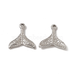 Non-Tarnish 201 Stainless Steel Pendants, Whale Tail Charm, Stainless Steel Color, 11x10.5x1.5mm, Hole: 1.2mm(STAS-J401-VC756)