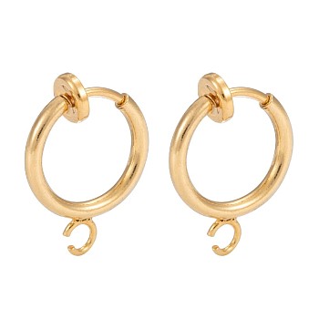 Brass Clip-on Hoop Earring Findings, for Non-pierced Ears, Cadmium Free & Lead Free, Real 18k Gold Plated, 15.5x11x1.5~4.5mm, Hole: 1.8mm