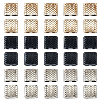 30Pcs 3 Colors Zinc Alloy Slide Charms, Rectangle, Mixed Color, 13x14x7mm, Hole: 4.5mm, 10pcs/color