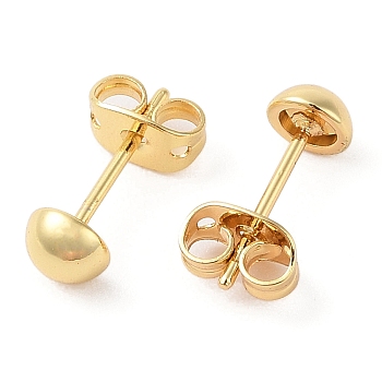 Rack Plating Brass Stud Earrings for Women, Cadmium Free & Lead Free, Long-Lasting Plated, Half Round, Real 18K Gold Plated, 5mm