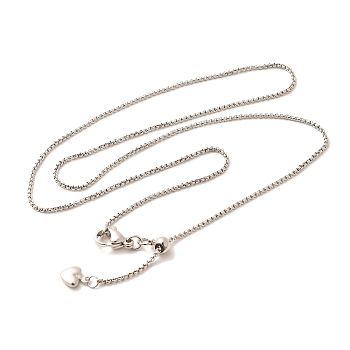 1mm Rack Plating Brass Box Chain Adjustable Slider Necklaces for Women Men, Cadmium Free & Lead Free, 901 Stainless Steel Clasp, Long-Lasting Plated, Platinum, 17.52 inch(44.5cm)