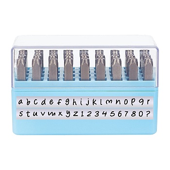 Chromium Stamps, Including Letter A~Z and Number, Blue, 62x7x7mm, 36pcs/box