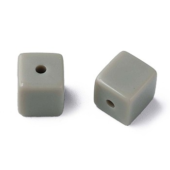Opaque Acrylic Beads, Cube, Dark Gray, 10.5x9.5x9.5mm, Hole: 2mm, about 490pcs/500g