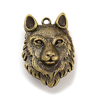 Tibetan Style Alloy Pendants, Wolf, Cadmium Free & Lead Free, Antique Bronze, 40.5x28x16.5mm, Hole: 2.5mm