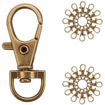 Alloy Swivel Lobster Claw Clasps, Swivel Snap Hook, Antique Bronze, 35x13mm, Hole: 6mm; box: 10.8x7.4x1.8cm, 1pc.