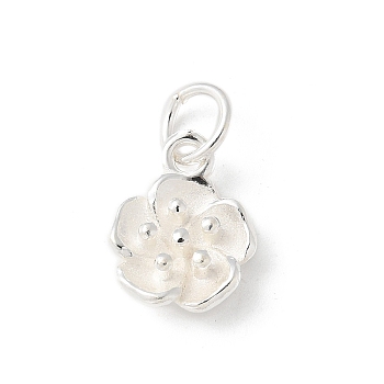 S925 Sterling Silver Charm, Flower, Silver, 11.5x9x3.5mm