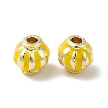 Rack Plating Alloy Enamel Beads, Long-Lasting Plated, Real 18K Gold Plated, Lantern, Yellow, 6x6mm, Hole: 1.6mm