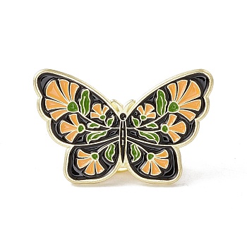 Butterfly Enamel Pin, Gold Plated Alloy Badge for Backpack Clothes, Sandy Brown, 19.5x31x1.5mm