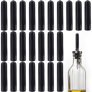 CRASPIRE 40Pcs PVC Liquor Bottle Wine Pourers Cover, Dustproof Covers, Reusable Drinking Tips Cap, Black, 56x11mm, Inner Diameter: 10mm