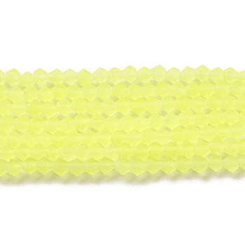 Imitate Austrian Crystal Frosted Glass Beads Strands, Grade AA, Faceted Bicone, Yellow, 3.5x3mm, Hole: 0.7mm, about 162~185pcs/strand, 13.15~14.61 inch(33.4~37.1cm)