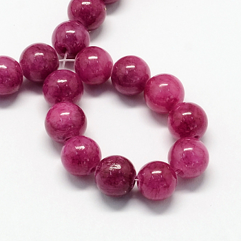 Natural Dyed Yellow Jade Gemstone Bead Strands, Round, Camellia, 10mm, Hole: 1mm, about 40pcs/strand, 15.7 inch