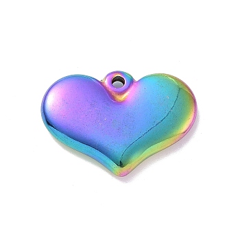 Vacuum Plating 304 Stainless Steel Stamping Blank Tag Heart Pendants, Rainbow Color, 20.5x28.5x4mm, Hole: 2mm