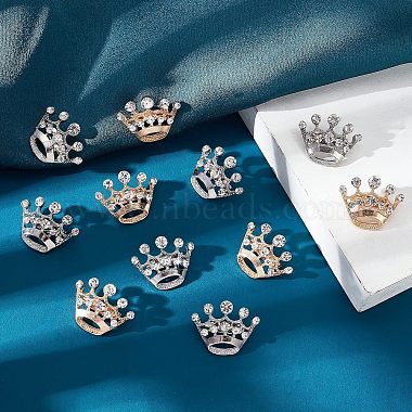 CHGCRAFT 16pcs 2 Colors Crystal Rhinestone Crown Brooches(JEWB-CA0001-10)-4