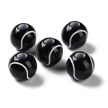 Black Round Acrylic European Beads