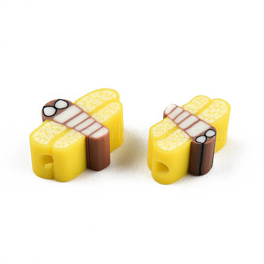 Yellow Dragonfly Polymer Clay Beads