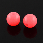 Fluorescent Acrylic Beads, Round, Light Coral, 6mm, Hole: 1.5mm, about 3850pcs/500g(MACR-R517-6mm-08)