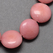 Dyed Flat Round Gemstone Natural Rhodochrosite Stone Beads Strands, Pink, 16x5mm, Hole: 1mm, about 25pcs/strand, 16.5 inch(X-G-S110-23)