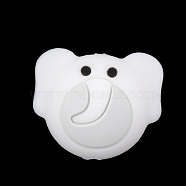 Food Grade Eco-Friendly Silicone Focal Beads, Chewing Beads For Teethers, DIY Nursing Necklaces Making, Elephant, White, 20x24x15.5mm, Hole: 2mm(SIL-N001-05E)