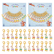 Alloy Enamel Duck Pendant Locking Stitch Markers, Zinc Alloy Lobster Claw Clasp Stitch Marker, Mixed Color, 3.7cm, 6 colors, 2pcs/color, 12pcs/set(HJEW-AB00119)