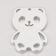 Eco-Friendly Aluminium Big Pendants, Laser Cut Big Pendants, Panda, Silver Color Plated, 60x39x2.5mm, Hole: 3mm(ALUM-Q001-75B)