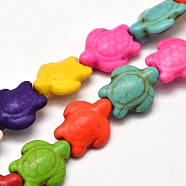 Dyed Synthetic Turquoise Beads Strands, Sea Turtle, Mixed Color, 17~18x14x6~8mm, Hole: 1mm, about 23pcs/strand, 15 inch(G-M152-01-B)