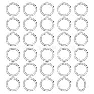 BENECREAT 30Pcs 304 Stainless Steel Linking Rings, Textured, Round Ring, Stainless Steel Color, 15x0.8mm, Inner Diameter: 11mm(STAS-BC0003-62B)