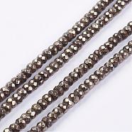 Natural Pyrite Bead Strands, Faceted, Rondelle, 4x3mm, Hole: 1mm, about 120pcs/strand, 15.7 inch(G-G673-05)