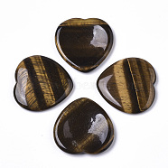 Natural Tiger Eye Thumb Worry Stone, Pocket Palm Stones, for Healing Reiki Stress Relief, Heart Shape, 39~40x39~40x5~6mm(X-G-N0325-01E)