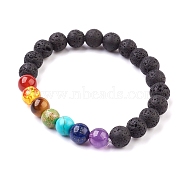 Natural & Synthetic Mixed Stone Stretch Bracelets, Chakras Style, 2 inch(50mm)(X-BJEW-JB03603)