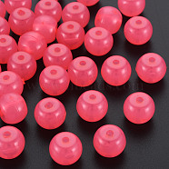 Imitation Jelly Acrylic Beads, Barrel, Hot Pink, 13x10.5mm, Hole: 2.5mm, about 375pcs/500g(MACR-S373-14-EA09)