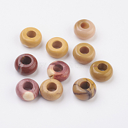 Natural Mookaite European Beads, Large Hole Beads, Rondelle, 12x6mm, Hole: 5mm(X-G-G740-12x6mm-21)